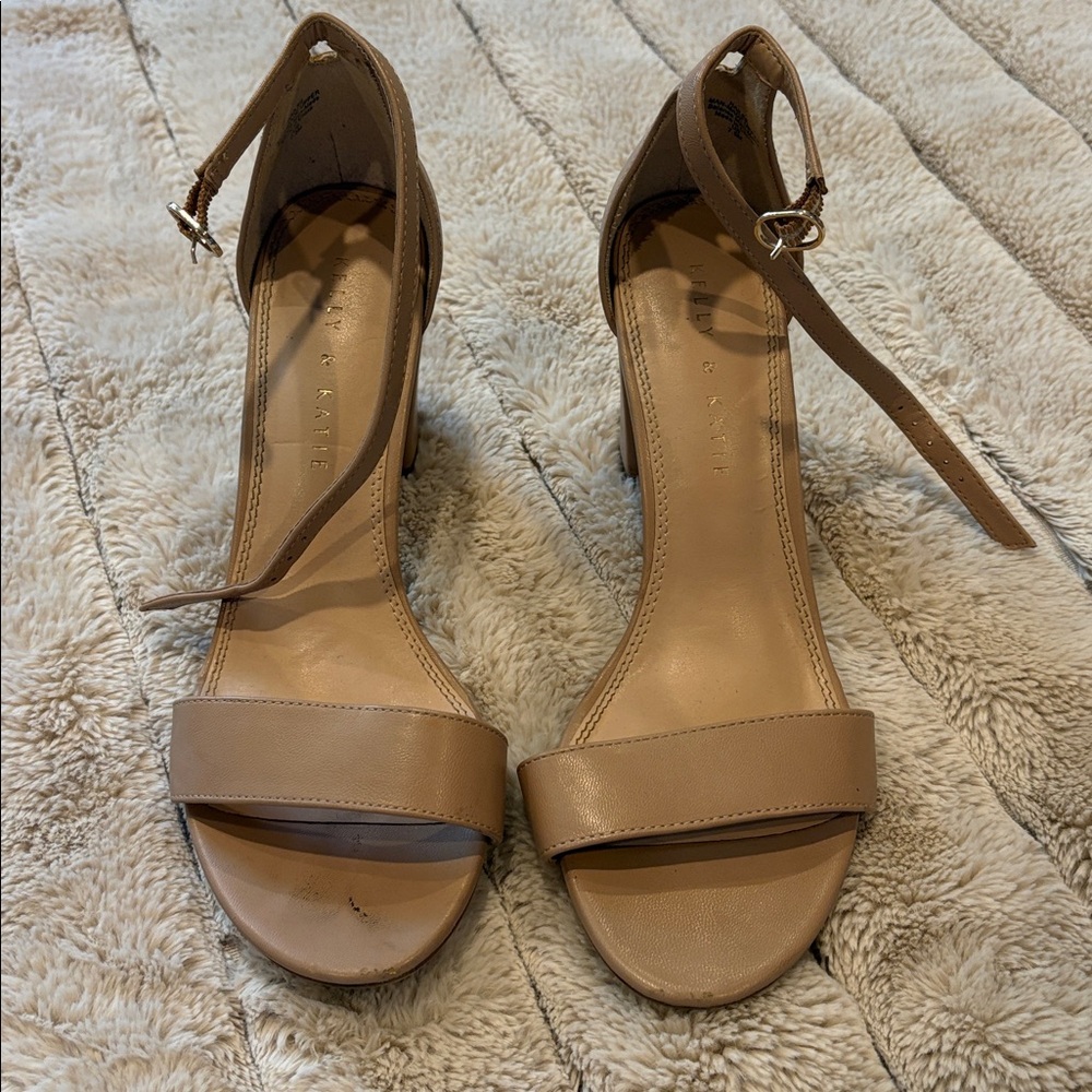 Kelly & Katie Nude Ankle Strap Heels
